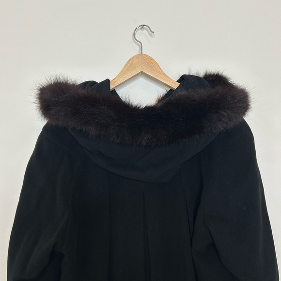 Vintage Wool Coat with Fur Trimmed Hood - Picture 7 of 12